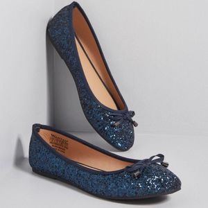 ModCloth Confident Saunter Blue Glitter Flats